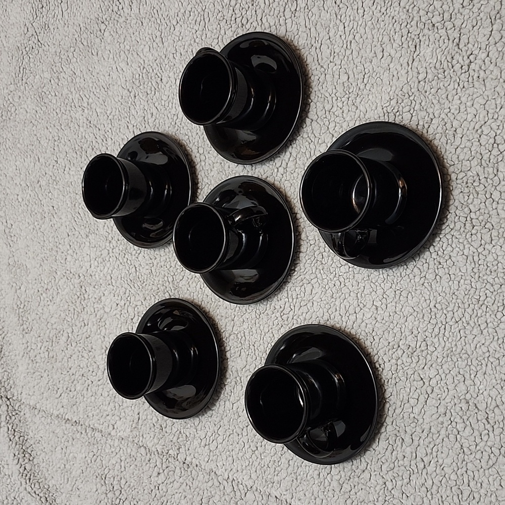Vintage Pagnossin Expresso Cups & Saucers Black Italy Set of 6 Collectable Rare
